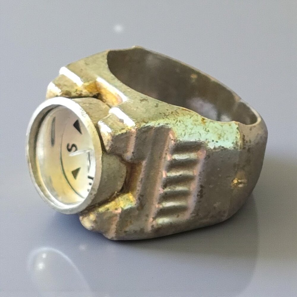 Vintage 1950s Atomic Age Secret Agent Space Age Toy Compass Ring Premium **READ